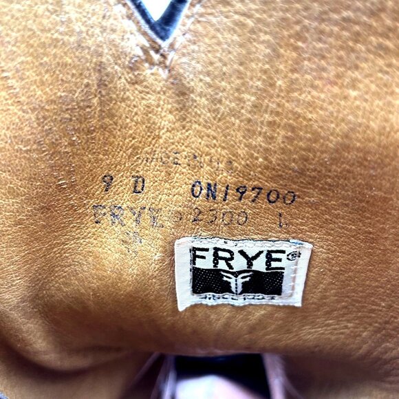 Vintage Frye Cowboy Boots Mens size 9D Distressed Brown Leather USA Western Boot - Picture 7 of 15